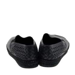 Bottega Veneta Black Intrecciato Leather Slip On Espadrilles Size 42