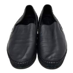Bottega Veneta Black Intrecciato Leather Slip On Espadrilles Size 42