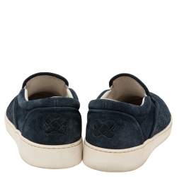 Bottega Veneta Navy Blue Intrecciato Suede Slip on Sneakers Size 41