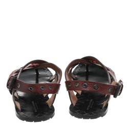 Pre Owned Bottega Veneta Brown Leather Thong Slingback Flat Sandals Size 40