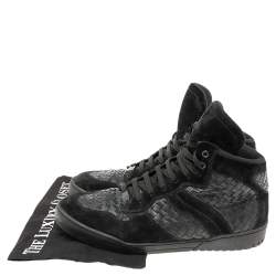 Pre Owned حذاء رياضي بوتيغا فينيتا جلد أنترشياتو وسويدي أسود عنق مرتفع رباط علوي مقاس 45