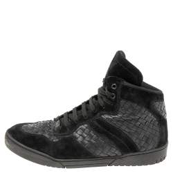 Pre Owned حذاء رياضي بوتيغا فينيتا جلد أنترشياتو وسويدي أسود عنق مرتفع رباط علوي مقاس 45