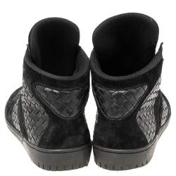 Pre Owned حذاء رياضي بوتيغا فينيتا جلد أنترشياتو وسويدي أسود عنق مرتفع رباط علوي مقاس 45