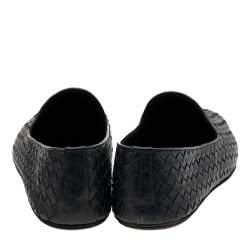 Pre Owned Bottega Veneta Black Intrecciato Leather Smoking Slippers Size 44