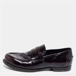 Bottega Veneta Burgundy Leather Penny Slip On Loafers Size 42.5 