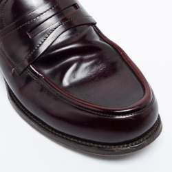 Bottega Veneta Burgundy Leather Penny Slip On Loafers Size 42.5 