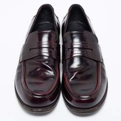 Bottega Veneta Burgundy Leather Penny Slip On Loafers Size 42.5 