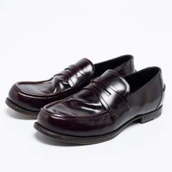 Bottega Veneta Burgundy Leather Penny Slip On Loafers Size 42.5 