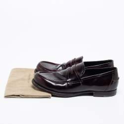 Bottega Veneta Burgundy Leather Penny Slip On Loafers Size 42.5 