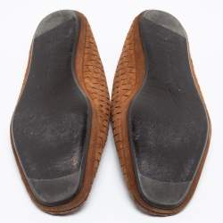 Pre Owned Bottega Veneta Brown Intrecciato Suede Smoking Slippers Size 42