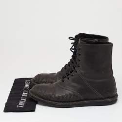 Bottega Veneta Black Leather Combat Boots Size 40