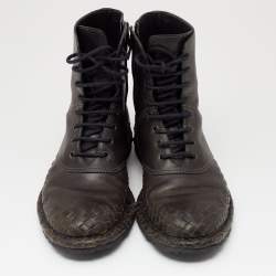 Bottega Veneta Black Leather Combat Boots Size 40