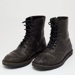 Bottega Veneta Black Leather Combat Boots Size 40