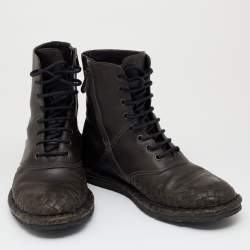 Bottega Veneta Black Leather Combat Boots Size 40