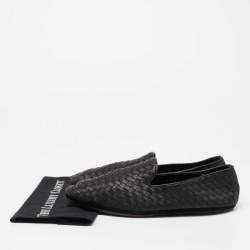 مملوكة مسبقًا Bottega Veneta Black Intrecciato Leather Smoking Slippers Size 44