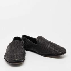 مملوكة مسبقًا Bottega Veneta Black Intrecciato Leather Smoking Slippers Size 44