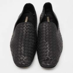 مملوكة مسبقًا Bottega Veneta Black Intrecciato Leather Smoking Slippers Size 44