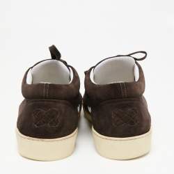 Bottega Veneta Brown Intrecciato Suede Lace Up Sneakers Size 45