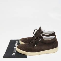Bottega Veneta Brown Intrecciato Suede Lace Up Sneakers Size 45
