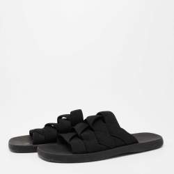 Pre Owned Bottega Veneta Black Elastic Slide Sandals Size 44