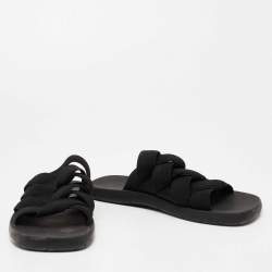 Pre Owned Bottega Veneta Black Elastic Slide Sandals Size 44