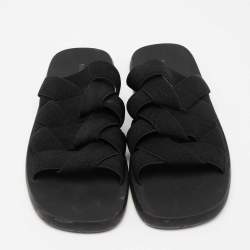 Pre Owned Bottega Veneta Black Elastic Slide Sandals Size 44