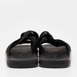 Pre Owned Bottega Veneta Black Elastic Slide Sandals Size 44