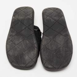 Pre Owned Bottega Veneta Black Elastic Slide Sandals Size 44