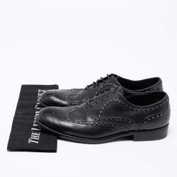 Pre Owned Bottega Veneta Black Leather Brogue Oxford Size 40