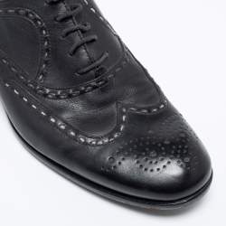Pre Owned Bottega Veneta Black Leather Brogue Oxford Size 40