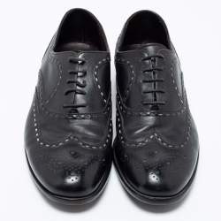 Pre Owned Bottega Veneta Black Leather Brogue Oxford Size 40