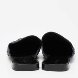 Pre Owned Bottega Veneta Navy Blue Intrecciato Leather Fiandra Flat Mules Size 42
