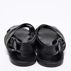 Pre Owned Bottega Veneta Black Intrecciato Leather Criss Cross Flat Sandals Size 41