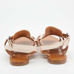 Pre Owned Bottega Veneta Light Beige Intrecciato Leather Slingback Flat Sandals Size 41