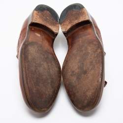 Pre Owned Bottega Veneta Brown Leather Tassel Slip On Loafers Size 40