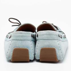 Pre Owned حذاء لوفرز بوتيغا فيتينا سويدي إنترشياتو أزرق فاتح بفيونكة مقاس 45.5