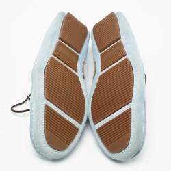 Pre Owned حذاء لوفرز بوتيغا فيتينا سويدي إنترشياتو أزرق فاتح بفيونكة مقاس 45.5