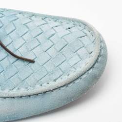 Pre Owned حذاء لوفرز بوتيغا فيتي نا سويدي إنترشياتو أزرق فاتح بفيونكة مقاس 45.5