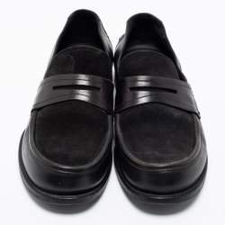 Pre Owned حذاء لوفرز بوتيغا فينيتا جلد وسويدي أسود سليب أون مقاس 42