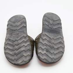 Bottega Veneta Olive Green Intrecciato Leather Speedster Flat Slides Size 45