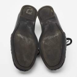 Pre Owned Bottega Veneta Navy Blue Intrecciato Leather Loafers Derby Size 41