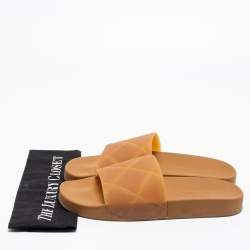 Pre Owned Bottega Veneta Brown Intrecciato Rubber Slide Sandals Size 42