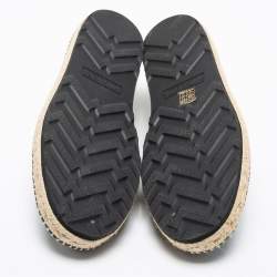 Pre Owned Bottega Veneta Black Leather And Canvas Trimmed Lace-Up Espadrilles Size 41