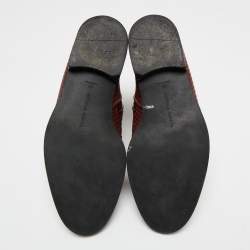 Bottega Veneta Burgundy Perforated Leather Ankle Length Boots Size 41