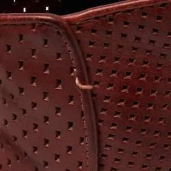 Bottega Veneta Burgundy Perforated Leather Ankle Length Boots Size 41