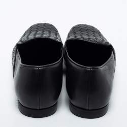 مملوكة مسبقًا Bottega Veneta Black Intrecciato Leather Smoking Slippers Size 42.5 