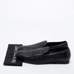 مملوكة مسبقًا Bottega Veneta Black Intrecciato Leather Smoking Slippers Size 42.5 
