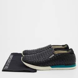 Bottega Veneta Black Intrecciato Leather Slip On Sneakers Size 42