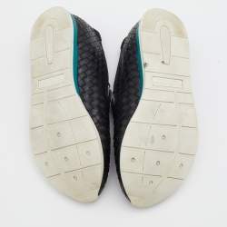 Bottega Veneta Black Intrecciato Leather Slip On Sneakers Size 42