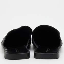 Pre Owned Bottega Veneta Black Intrecciato Leather Fiandra Flat Mules Size 43